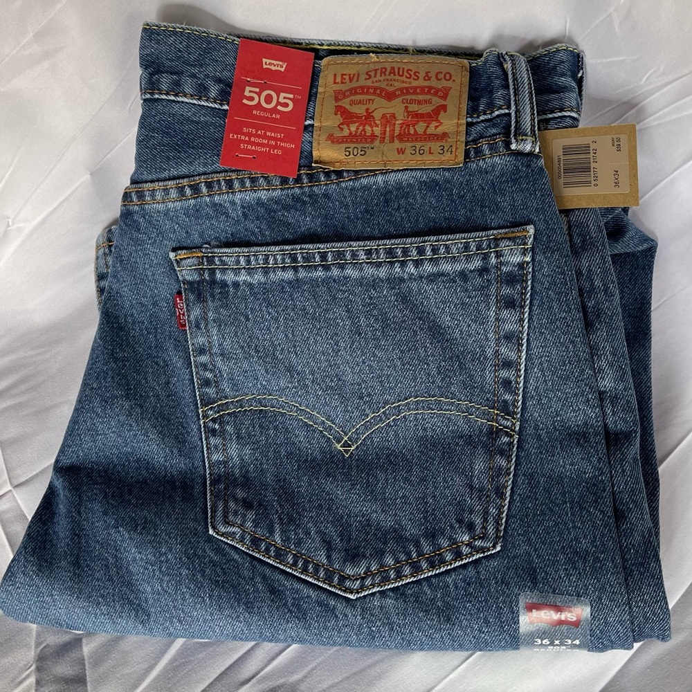 Levi’s 505 Regular 36x34 Men’s denim jeans new with tags nwt